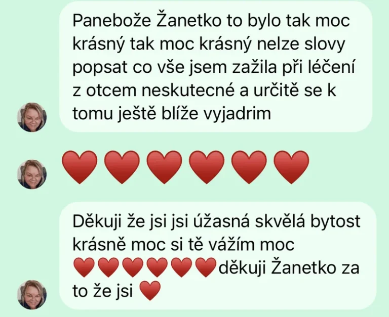 Recenze klientky léčení s otcem – nepopsatelně silný zážitek, otcovská linie, vděčnost