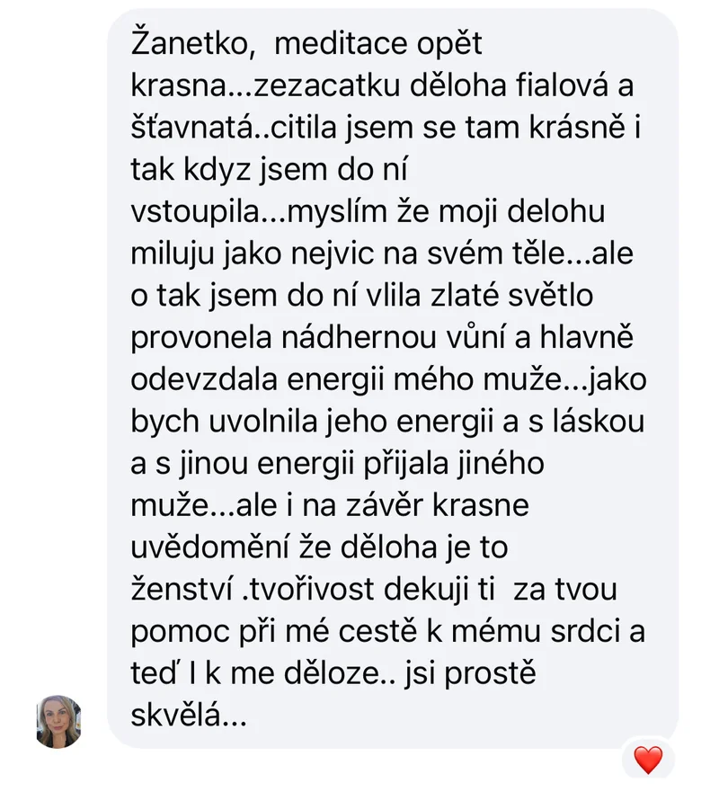 Reference – děložní meditace Žanetky Prejdové, propojení s ženstvím a tvořivostí
