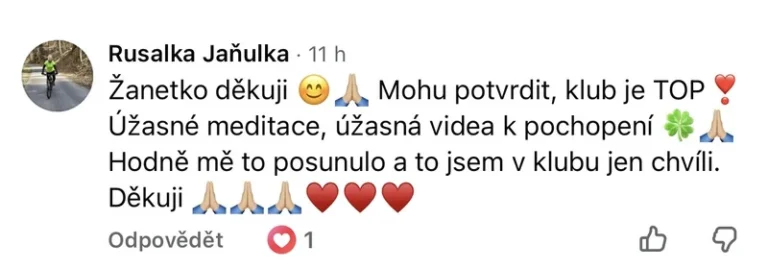 Recenze klientky Online klubu Přepis rodového otisku – meditace, videa k pochopení, rychlý posun