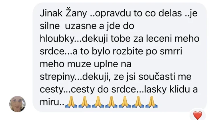 Recenze klientky Online klubu Přepis rodového otisku – léčení srdce po ztrátě, klid, mír