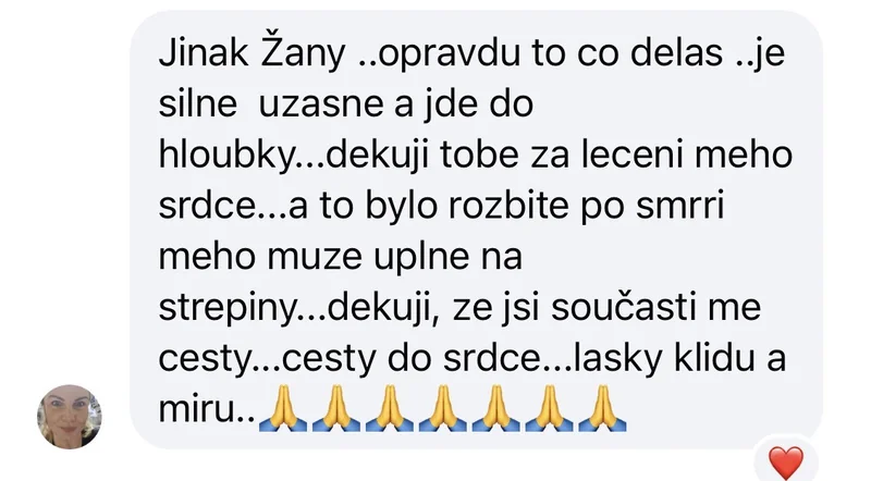 Recenze klientky Online klubu Přepis rodového otisku – léčení srdce po ztrátě, klid, mír