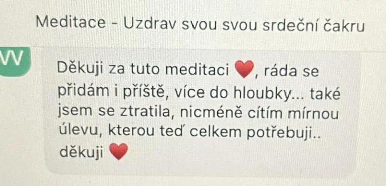 Recenze klientky léčivé meditace – uzdravení srdeční čakry, hluboká práce, mírná úleva