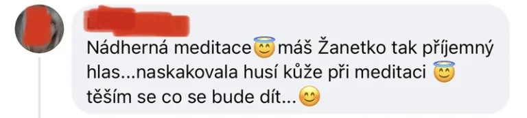 Recenze klientky léčivé meditace – nádherný zážitek, příjemný hlas Žanety, husí kůže