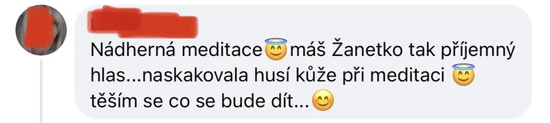 Recenze klientky léčivé meditace – nádherný zážitek, příjemný hlas Žanety, husí kůže