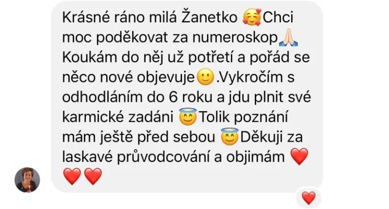 Recenze klientky karmalogického rozboru – numeroskop, karmické zadání, osobní rok 6, poznání