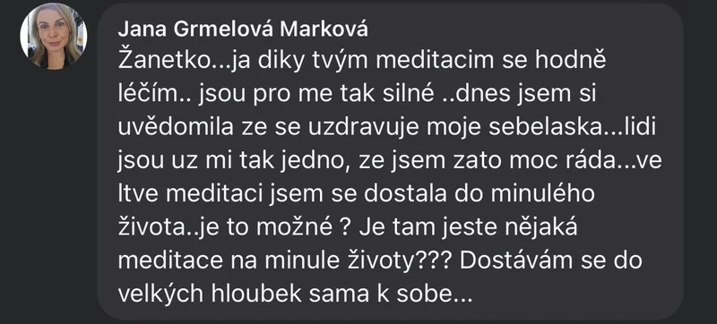 Recenze klientky léčivých meditací – uzdravování sebelásky, vstup do minulého života, velké hloubky
