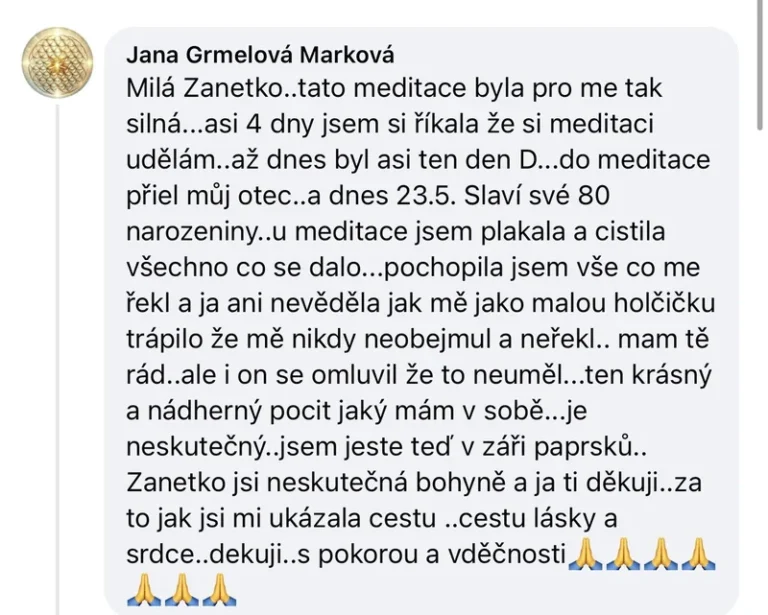 Recenze klientky léčivé meditace – setkání s otcem, omluva, vnitřní holčička, cesta lásky a srdce