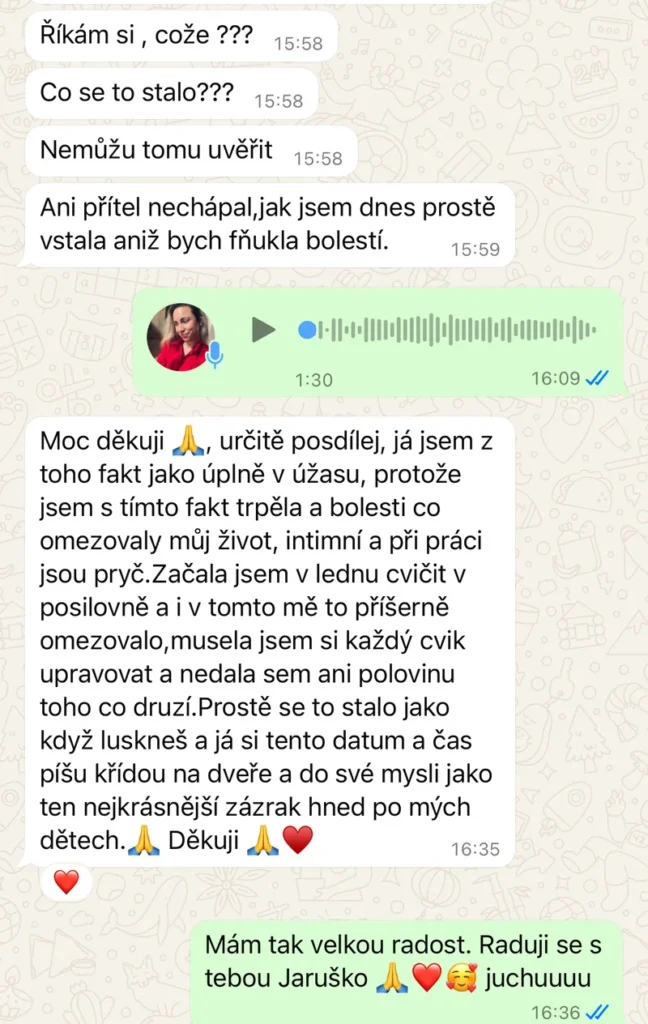 Recenze klientky léčivé meditace – ústup bolestí, posilovna bez omezení, intimní život, druhý zázrak po dětech