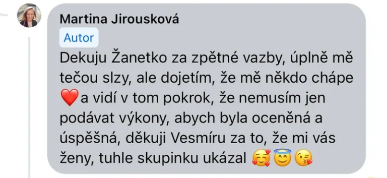 Recenze klientky Online klubu Přepis rodového otisku – uvolnění od výkonnosti, dojetí, vděčnost