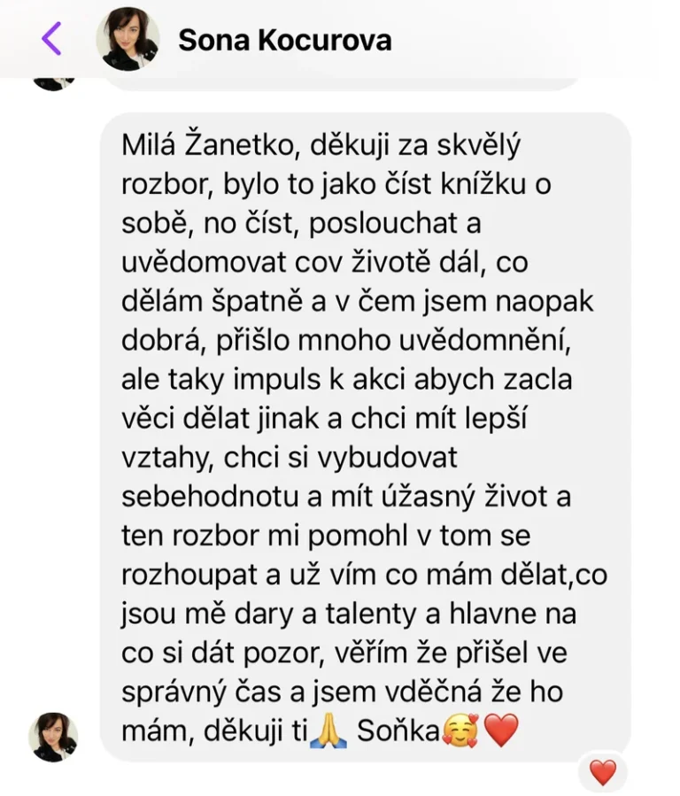 Recenze klientky karmalogického rozboru – sebehodnota, dary a talenty, impuls k akci, vztahy