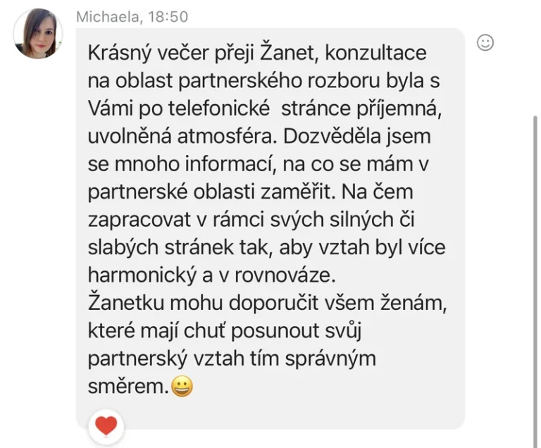 Recenze klientky karmalogického rozboru – partnerský rozbor, silné a slabé stránky, harmonie ve vztahu