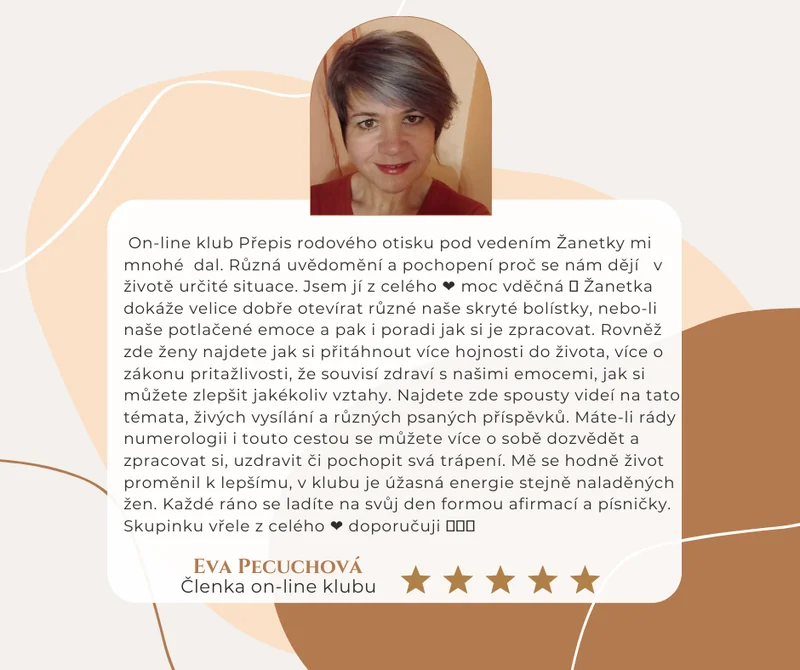 Recenze klientky Online klubu Přepis rodového otisku – zákon přitažlivosti, ranní afirmace, písničky
