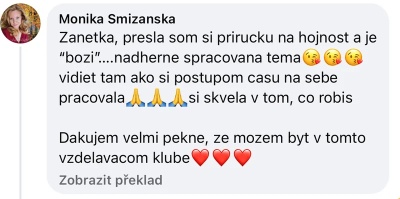 Recenze klientky Online klubu Přepis rodového otisku – božská příručka, postupný růst, vzdělávací klub